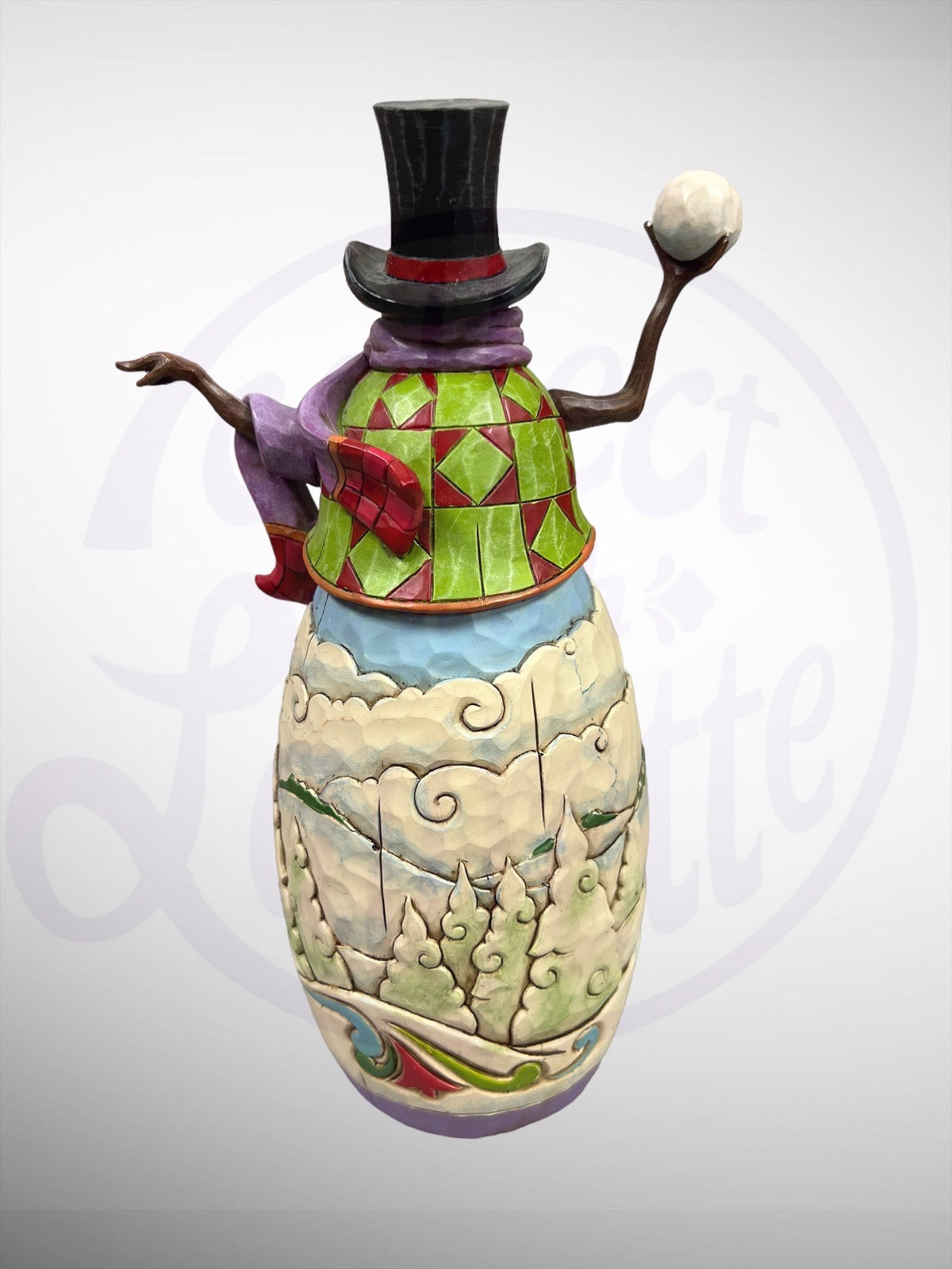 Jim Shore Heartwood Creek - Snowy Wonders Snowman Winter Scene Snowball Figurine (No Box)